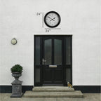 Outdoor Wall Clock With Thermometer And Hygrometer, 24-Inch, Black