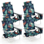 Costway Folding Backpack Beach Chairs 4-Pack, 5-Position Adjustable