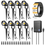 8 Pack 5W LED Low Voltage Landscape Spotlight Kit, 3000K Warm White - 60W Transformer