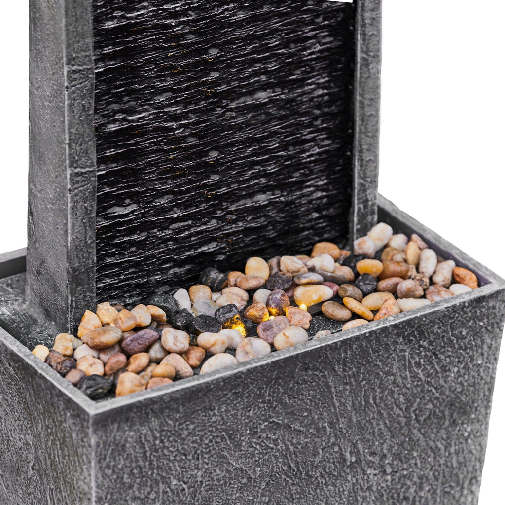 Teamson Home Faux Slate Outdoor LED Waterfall Fountain, 38.5 in, Red Rock
