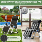 NAIZEA Zero Gravity Lawn Recliner Chairs, 2 Pack, Black