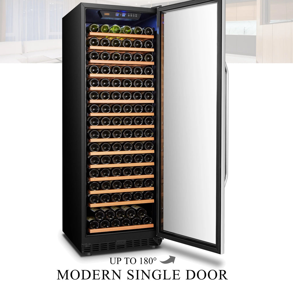 Lanbo 165 Bottle Built-In Black Single Zone Wine Cooler, 24 inch Width - LW177S
