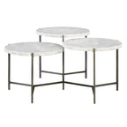 Bailey Street Home 38 inch Tiered Coffee Table, White Venetian Marble/Gunmetal Finish - 208-Bel-3826004