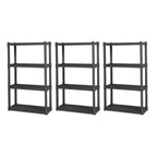 Sterilite Plastic Indoor Outdoor 4-Shelf Shelving Unit, Flat Gray, 3 Pack