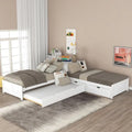 White Twin Size L-Shaped Platform Bed With Trundle And 2 Drawers