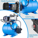 PANRANO 1.6 HP Shallow Well Jet Pump With Pressure Tank, 1268 GPH