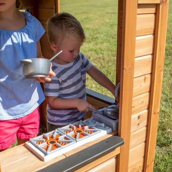 Backyard Discovery Cedar Playhouse With Kitchen, 55 in H x 42 in W x 46.69 in D - Sweetwater