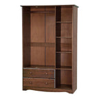 Grand Wardrobe Armoire, 100% Solid Wood, Mocha