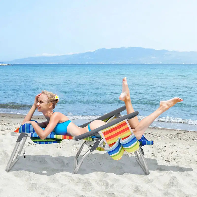 Costway Folding Backpack Beach Chairs 4-Pack, 5-Position Adjustable