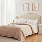 SEALY Electric Heated Blanket King Size 100in x 90in Beige Flannel - 10 Heating Levels