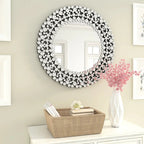 Round Crystal Accent Decorative Wall Mirror - 18/24/34 in
