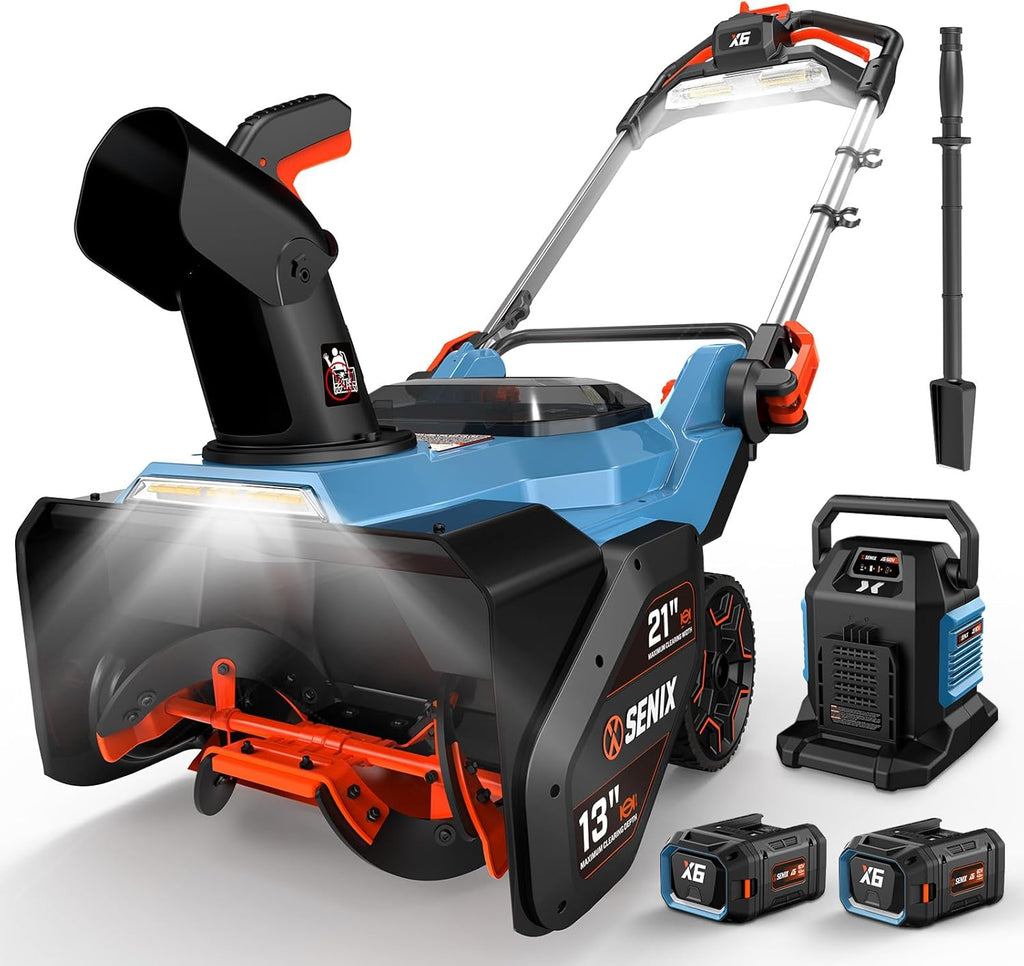 SENIX Cordless Snow Blower 60V 21 in Steel Auger Heated Handle - 3500W