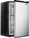 EUHOMY Compact Upright Freezer, 3.0 Cubic Feet, Silver Stainless Steel Door - MF-30-Y