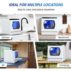 AIRMSEN Portable Countertop Dishwasher With 5L Built-In Water Tank And 5 Washing Programs - AE-TDQR03