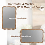 Curved Scallop Wood Frame Accent Mirror, 23.5 in L x 38 in W x 1 in H - Antique-Brown Or White