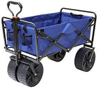 Mac Sports Heavy Duty Collapsible Folding All Terrain Utility Beach Wagon Cart, Blue/Black