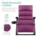 Best Choice Products Oversized Zero Gravity Folding Recliner With Removable Cushion And Side Tray - Fossil Gray