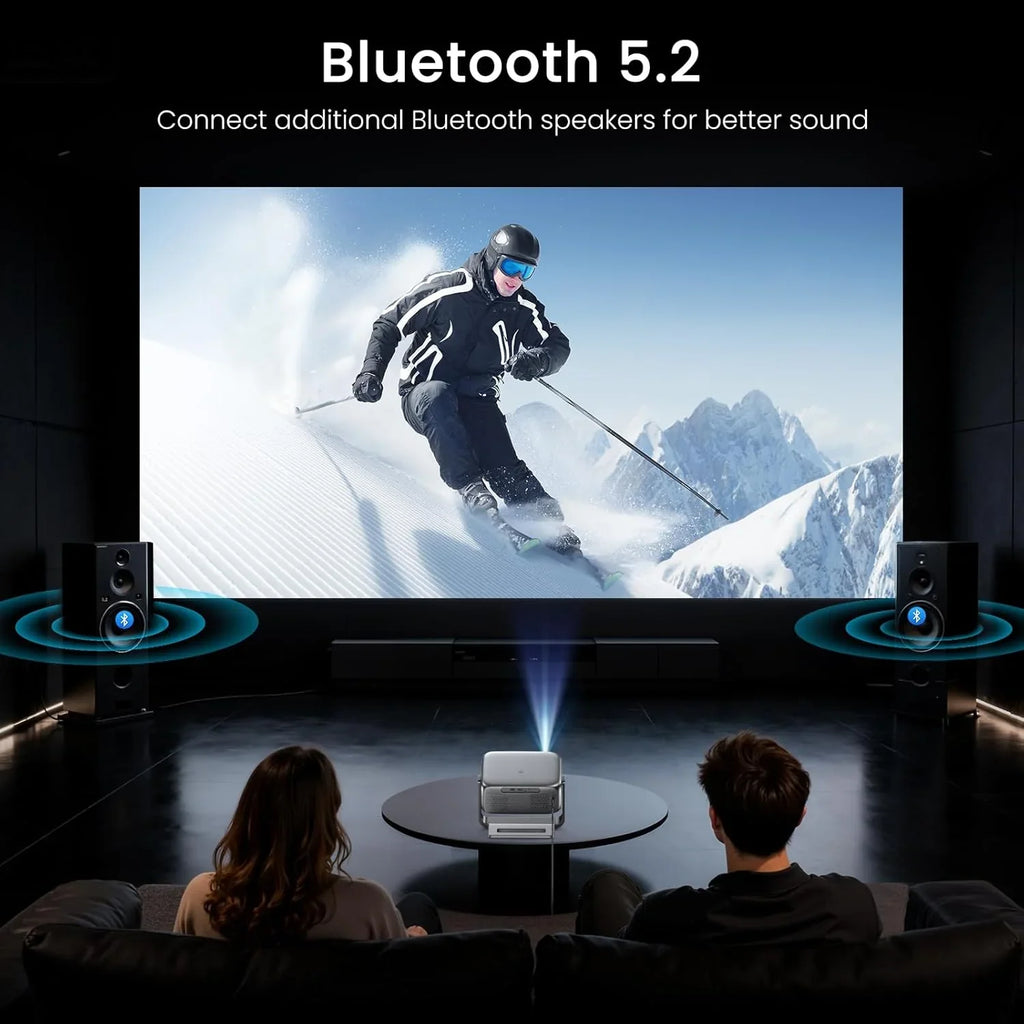 HAPPRUN Outdoor Smart Projector, 2000 ANSI Lumens, 1920 x 1080, 4K Decoding - Google TV