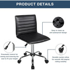 Adjustable Mid-Back Armless Swivel Office Chair With PU Leather - 265 lbs.