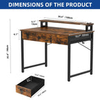 Computer Desk With 3 Fabric Drawers And Monitor Stand
