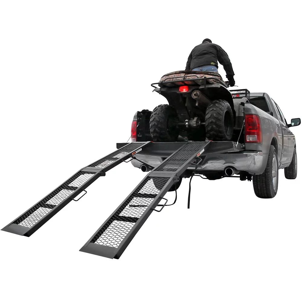 90in Black Steel Dual Runner Folding ATV Ramps