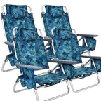 Costway Folding Backpack Beach Chairs 4-Pack, 5-Position Adjustable
