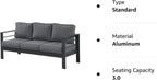 Superjoe Outdoor Patio Sofa 3 Seats Gray Aluminum With Dark Grey Cushions