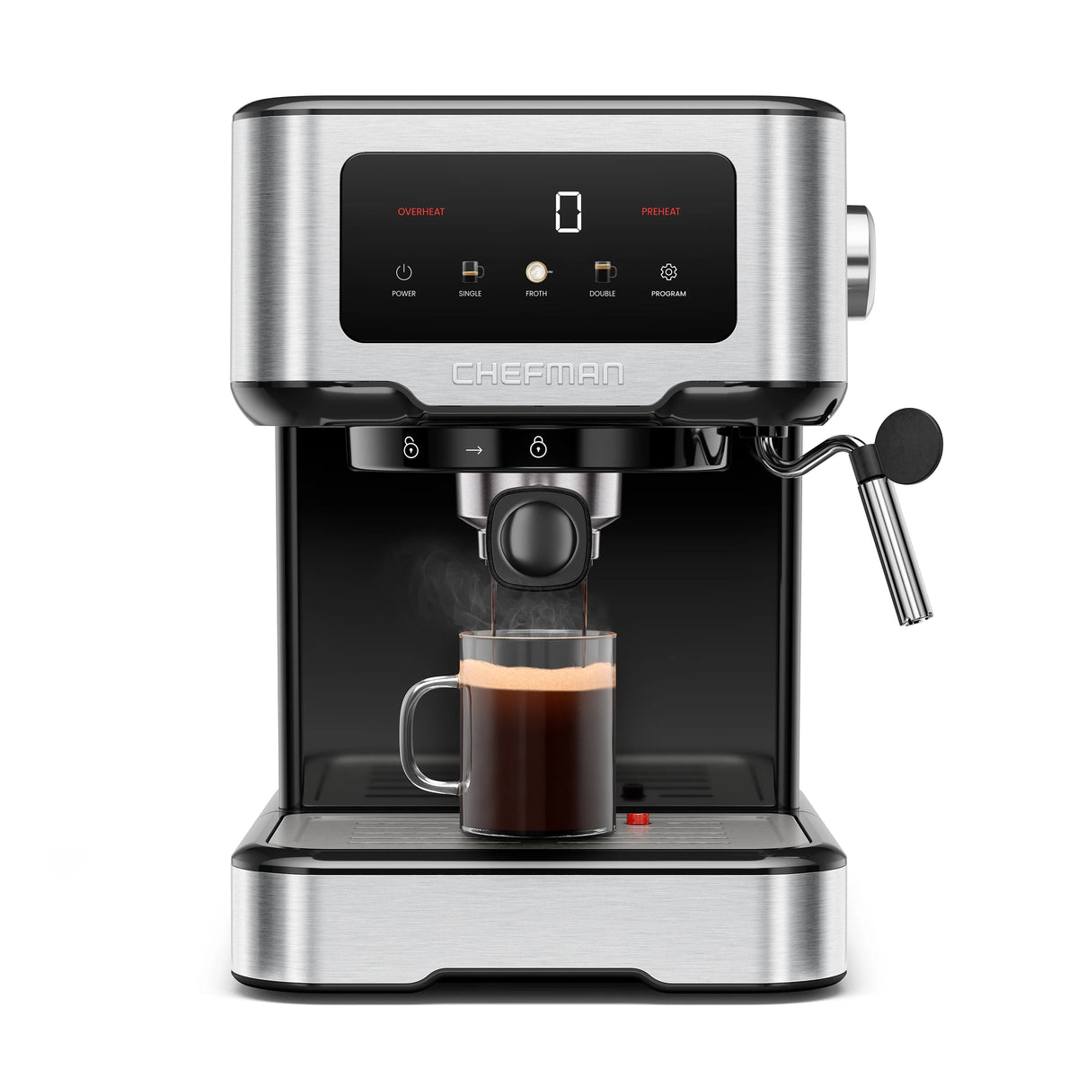 Chefman CraftBrew Espresso Machine With Steam Wand, Touch Controls, Stainless Steel - RJ54-SS-15-D