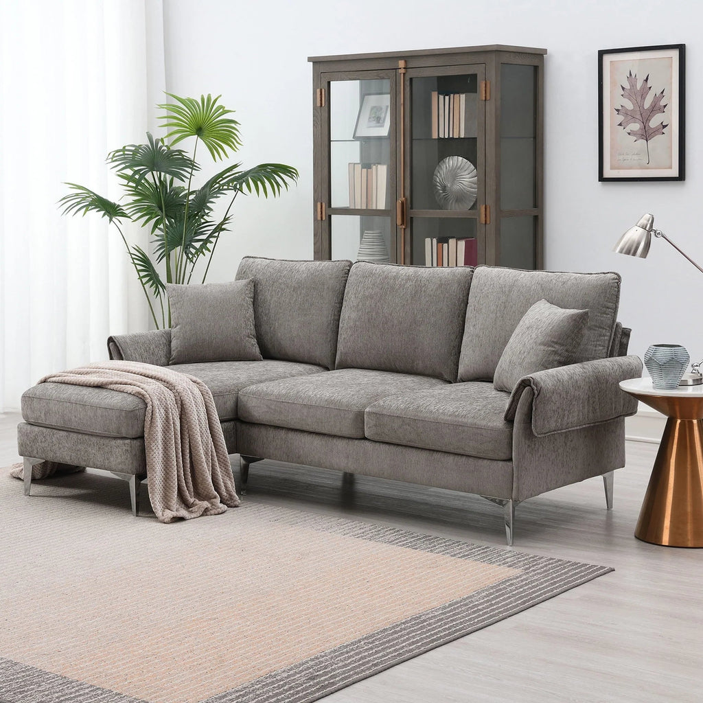 Churanty Convertible L-Shaped Sectional Sofa With Reversible Chaise Lounge, 84 Inch