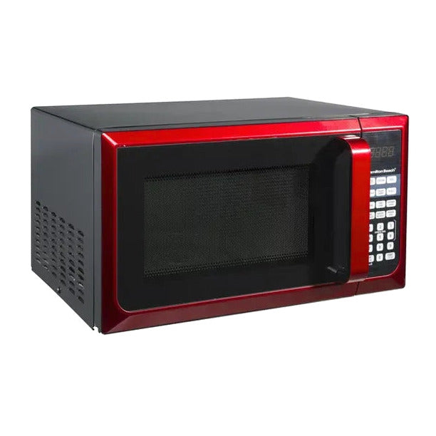 Hamilton Beach Microwave Oven 0.9 Cu. Ft., 900W, Red Stainless Steel
