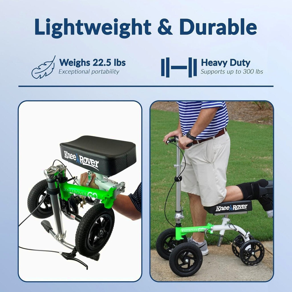KneeRover Knee Scooter For Adults, 9-Inch Tires, Race Car Green - GO HYBRID