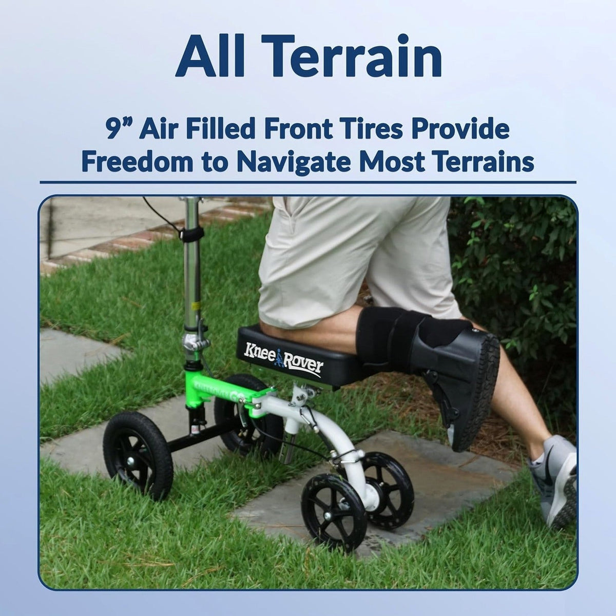KneeRover Knee Scooter For Adults, 9-Inch Tires, Race Car Green - GO HYBRID