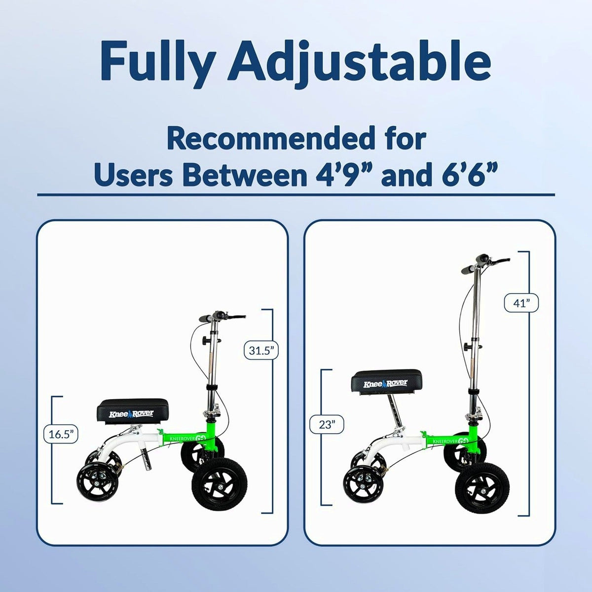KneeRover Knee Scooter For Adults, 9-Inch Tires, Race Car Green - GO HYBRID