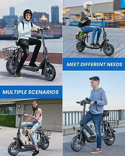 URBANMAX Electric Scooter With Seat, 450W Motor, 22 Miles Range, Black - C1