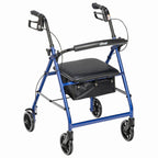 Drive Medical 4-Wheel Rollator Walker With Padded Seat, Backrest And 6-Inch Wheels - Blue